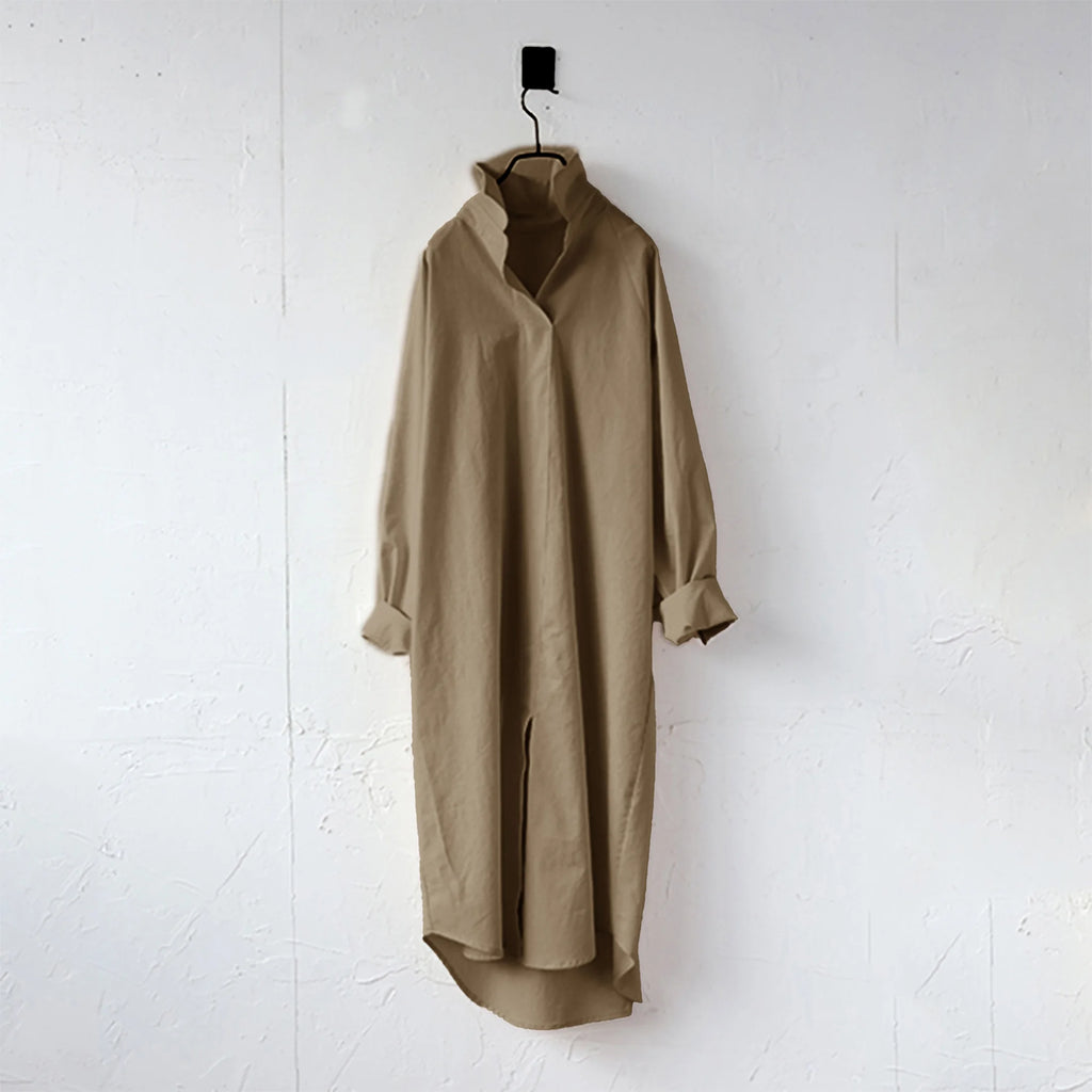 ぽわんとゆったり 秋冬レイヤードセット ニットベスト付きシャツワンピ