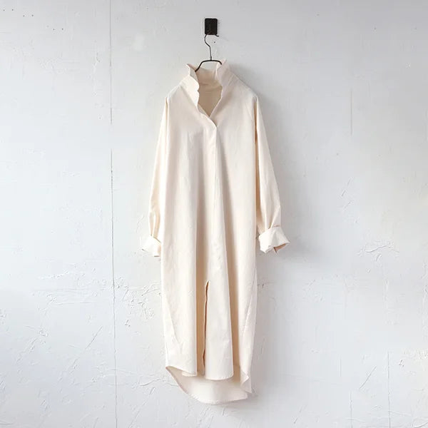 ぽわんとゆったり 秋冬レイヤードセット ニットベスト付きシャツワンピ