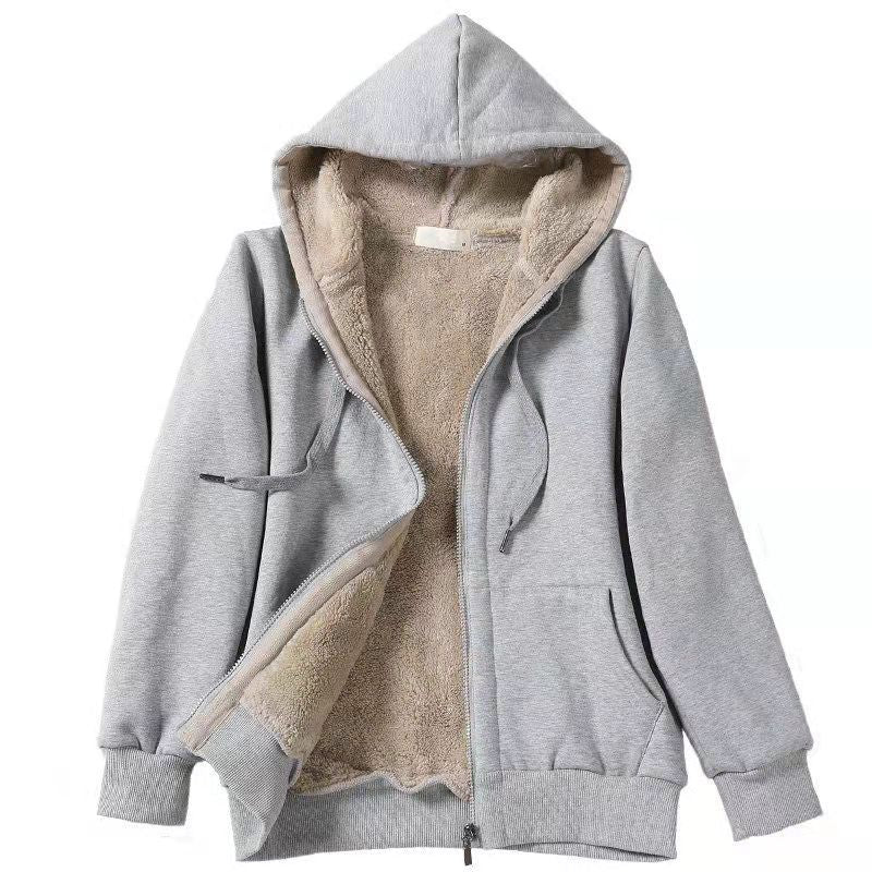 好感度UP シンプル ジッパー 無地 フード付き 裏起毛ジャケット ブラック 黒 グレー レッド ネイビー