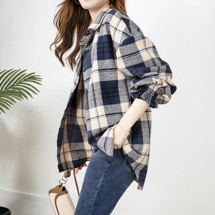 シャツチェック柄 ボタン長袖 シングルブレスト | 今らしいデザイン